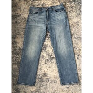 Lucky Brand 329 Classic Straight Jeans Mens 36x30 Blue Denim‎ Whiskered Stretch
